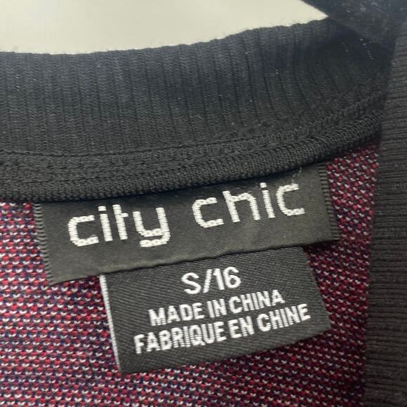 City Chic Check Love Dress Tartan Plaid Patterned Shift Mini Red Plus Womens 16W - Picture 6 of 8